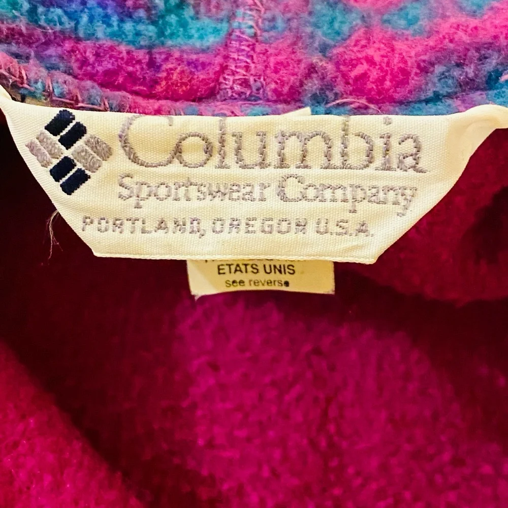 Vintage Columbia Women’s Small Purple Navajo Print Collar Fleece Full Zip Jacket - Picture 8 of 12